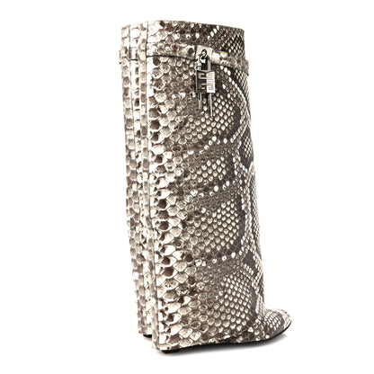 Givenchy Snakeskin Shark Lock Pant Boots 41 Grey Natural 5 of 10