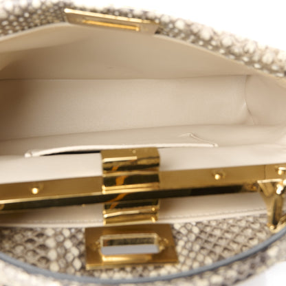 Fendi Snakeskin Shiny Nappa Mini Peekaboo Iconic Satchel Daisy Roccia Camelia 6 of 12
