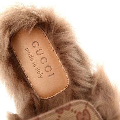 Gucci GG Monogram Fur Mens Princetown Slippers 9 Beige Ruggine Rust 8 of 9
