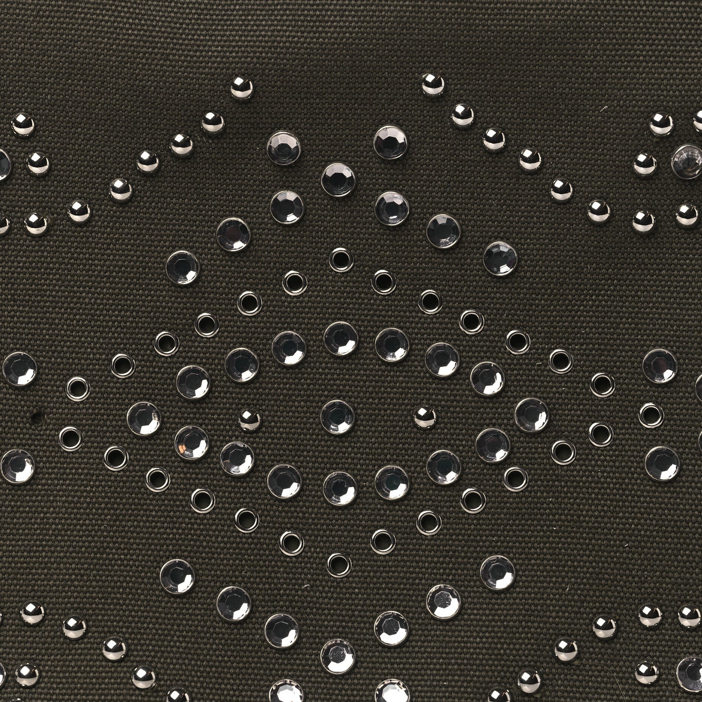 Canvas Crystal Studded Canapa Tote Militare