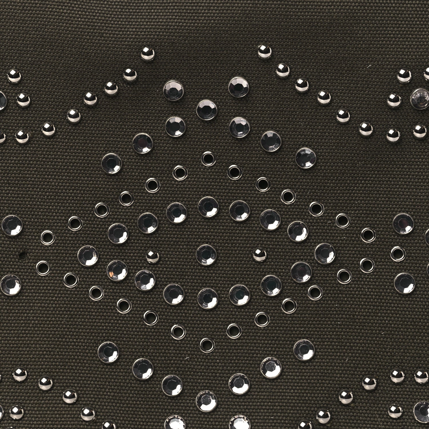 Prada Canvas Crystal Studded Canapa Tote Militare 7 of 9