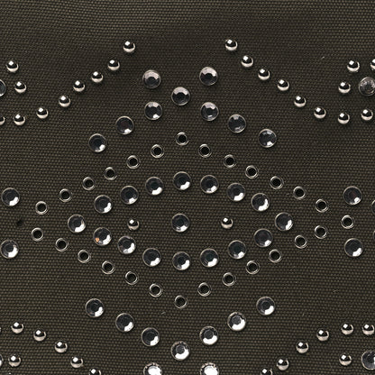 Prada Canvas Crystal Studded Canapa Tote Militare 7 of 9