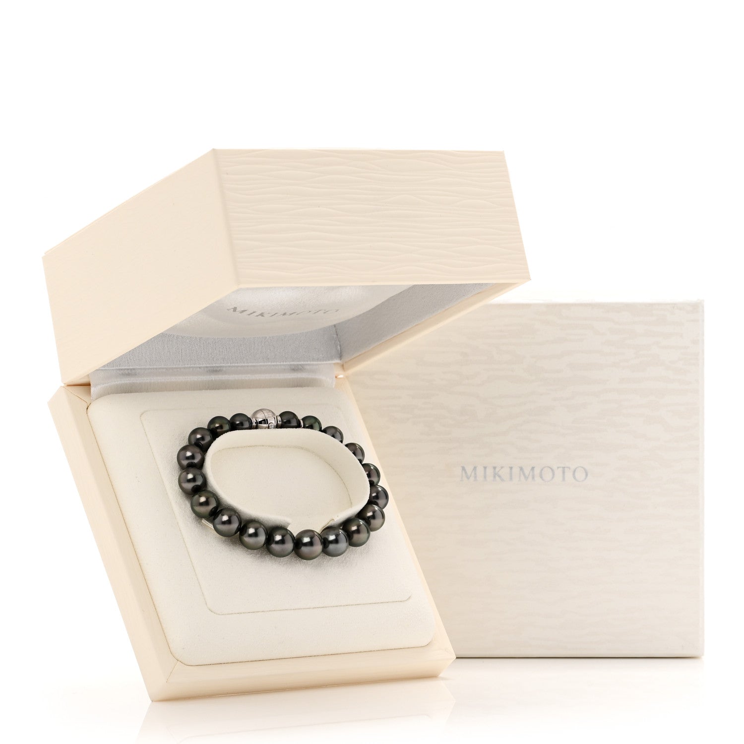 Mikimoto 18K White Gold Diamond Grey Cultured Pearl 9.5-10mm Bracelet 5 of 5