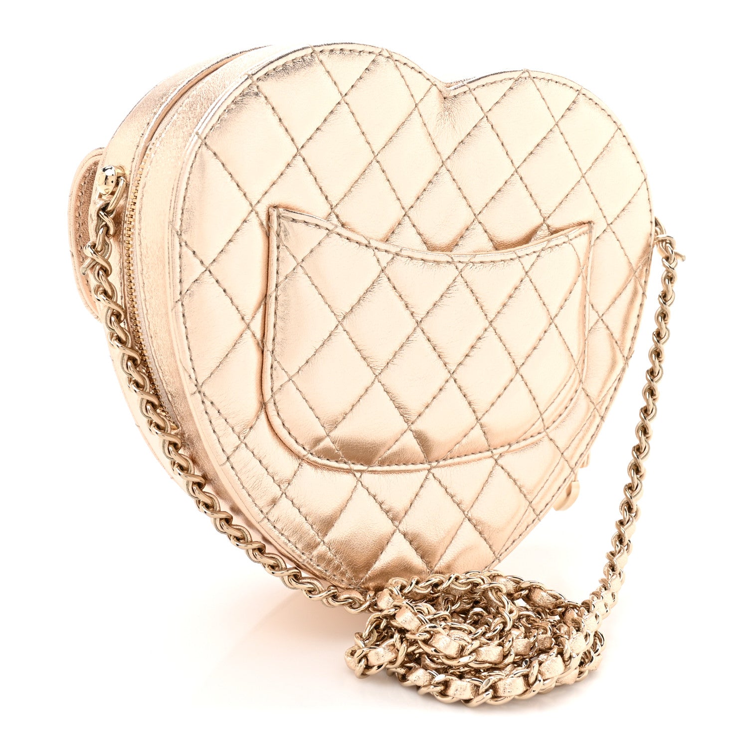 Chanel Metallic Lambskin Quilted CC In Love Heart Bag Gold 3 of 11