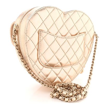 Chanel Metallic Lambskin Quilted CC In Love Heart Bag Gold 3 of 11