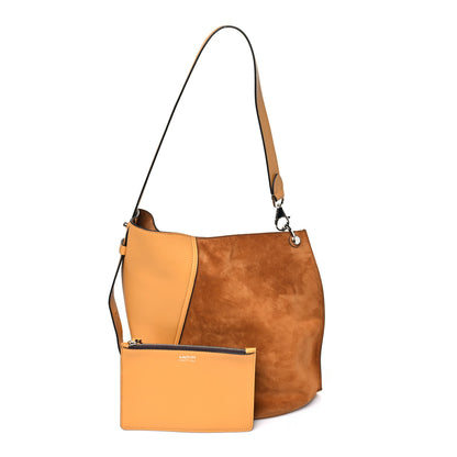 Lanvin Suede Calfskin Hook Bag Brown Yellow 3 of 10