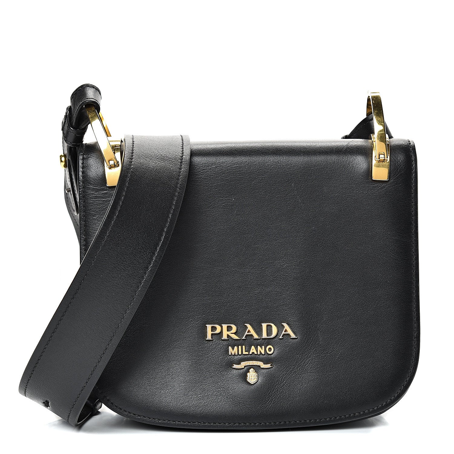 Prada City Calf Pionniere Saddle Bag Black 1 of 13