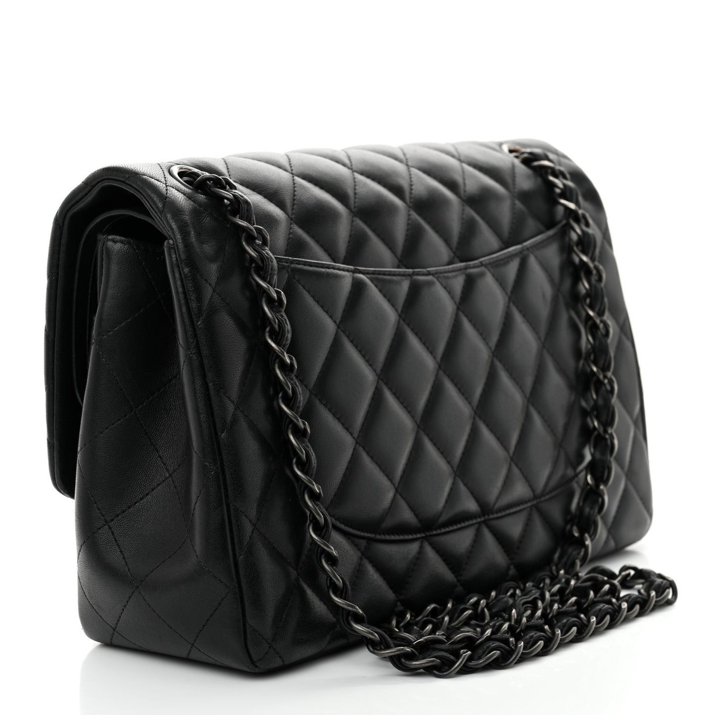 Lambskin Quilted Jumbo Double Flap So Black