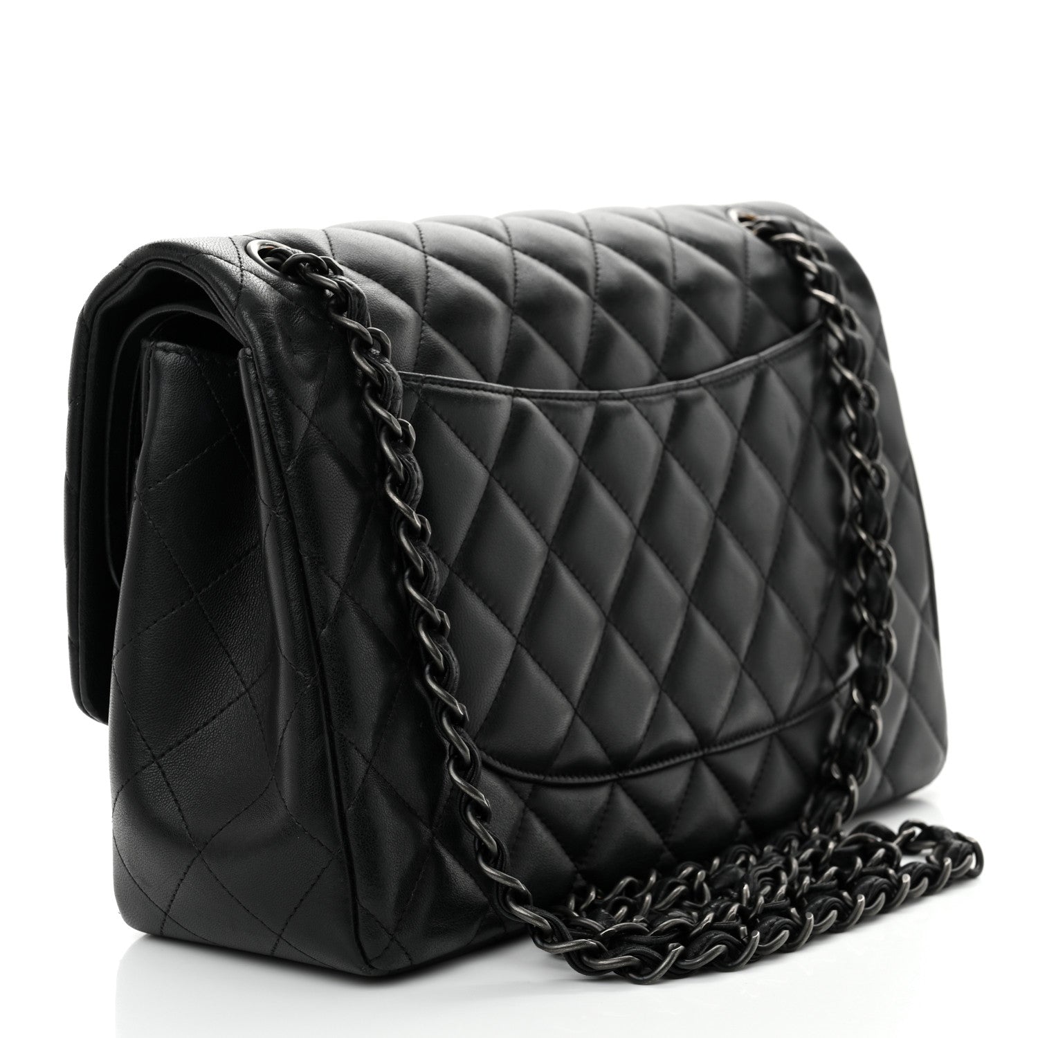 Chanel Lambskin Quilted Jumbo Double Flap So Black 3 of 16