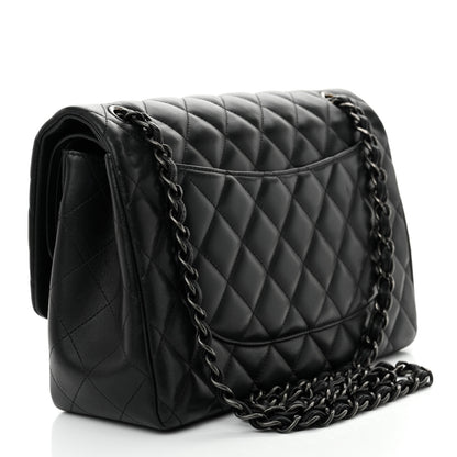 Chanel Lambskin Quilted Jumbo Double Flap So Black 3 of 16