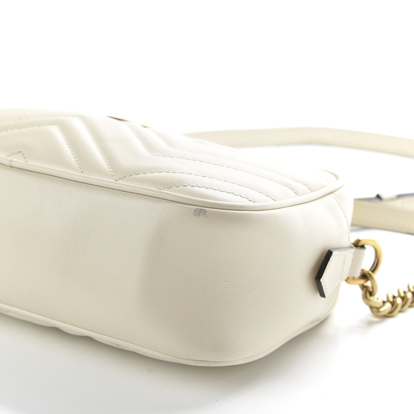 Calfskin Matelasse Small GG Marmont Chain Shoulder Bag White