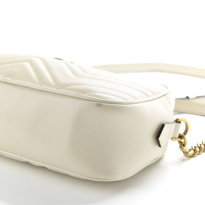 Gucci Calfskin Matelasse Small GG Marmont Chain Shoulder Bag White 9 of 10