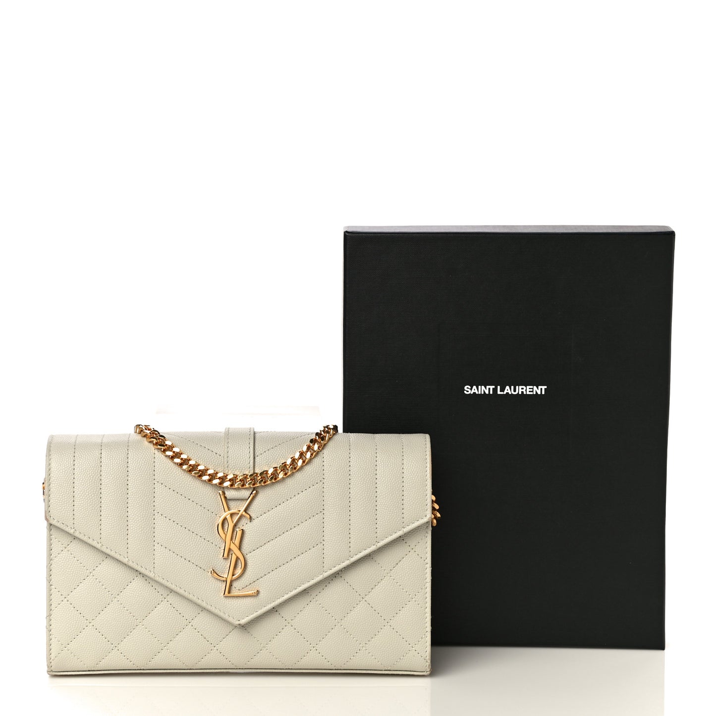 Grain De Poudre Mixed Matelasse Triquilt Monogram Chain Wallet Crema Soft