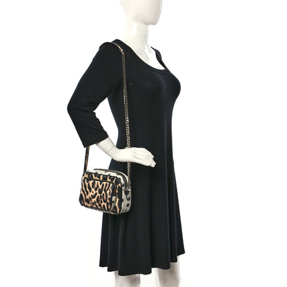 Burberry Calfskin Leopard Print Small Camera Bag Honey Black 2 of 8