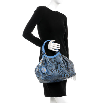 Gucci Python Medium Sukey Tote Blue 2 of 8
