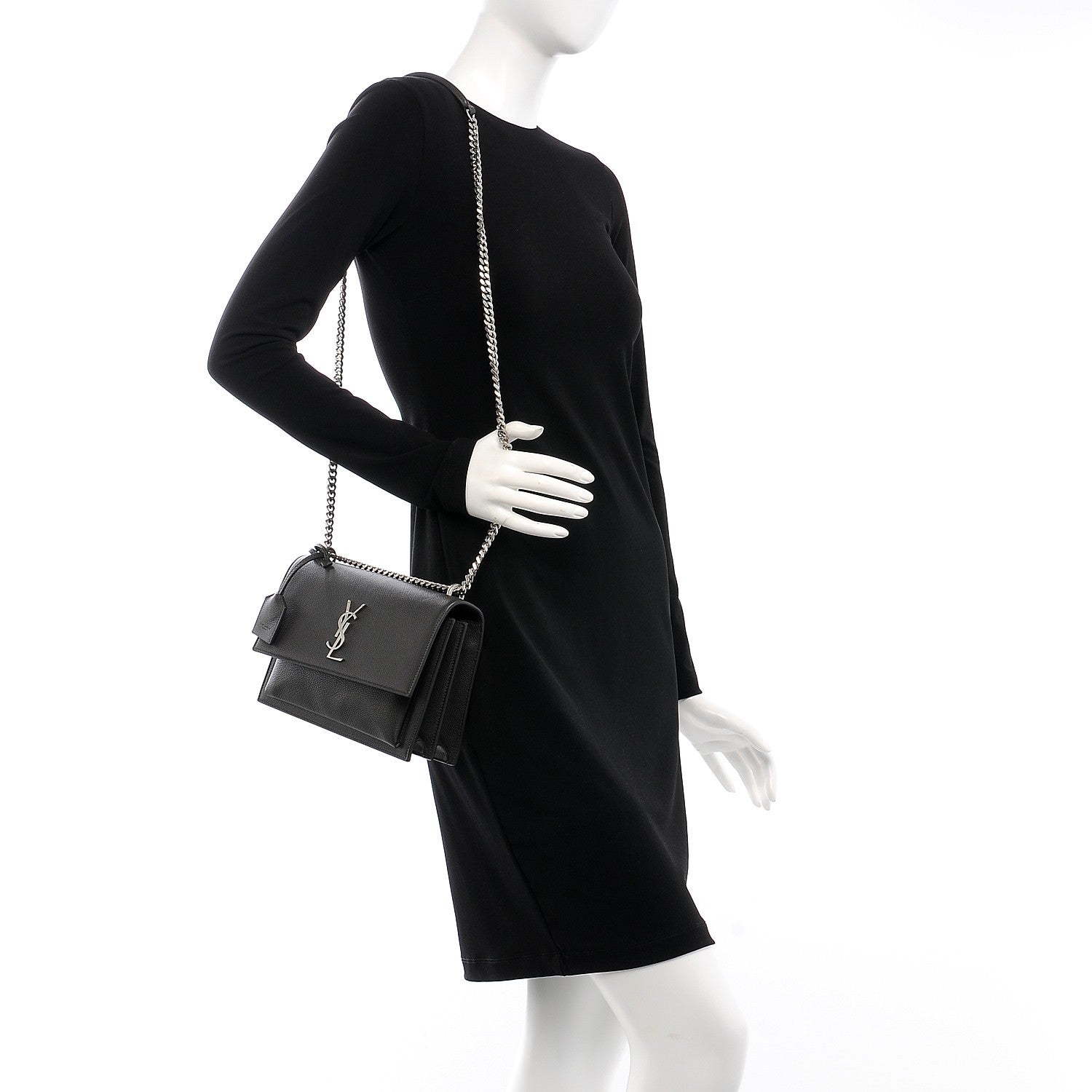 Saint Laurent Grained Calfskin Medium Monogram Sunset Dark Anthracite 2 of 7