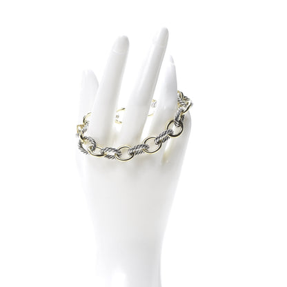 David Yurman Sterling Silver 18K Yellow Gold 12mm Large Oval Link Bracelet 2 of 4