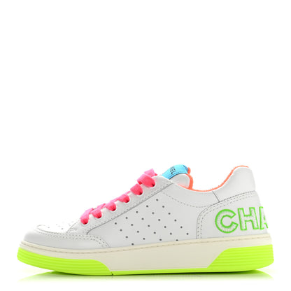 Chanel Calfskin Womens Logo Sneakers 38.5 White Multicolor 1 of 12