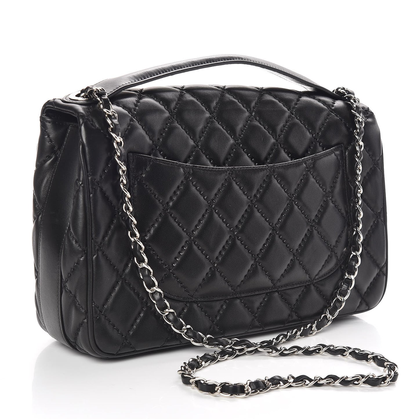 Lambskin Quilted Jumbo Easy Carry Flap Black