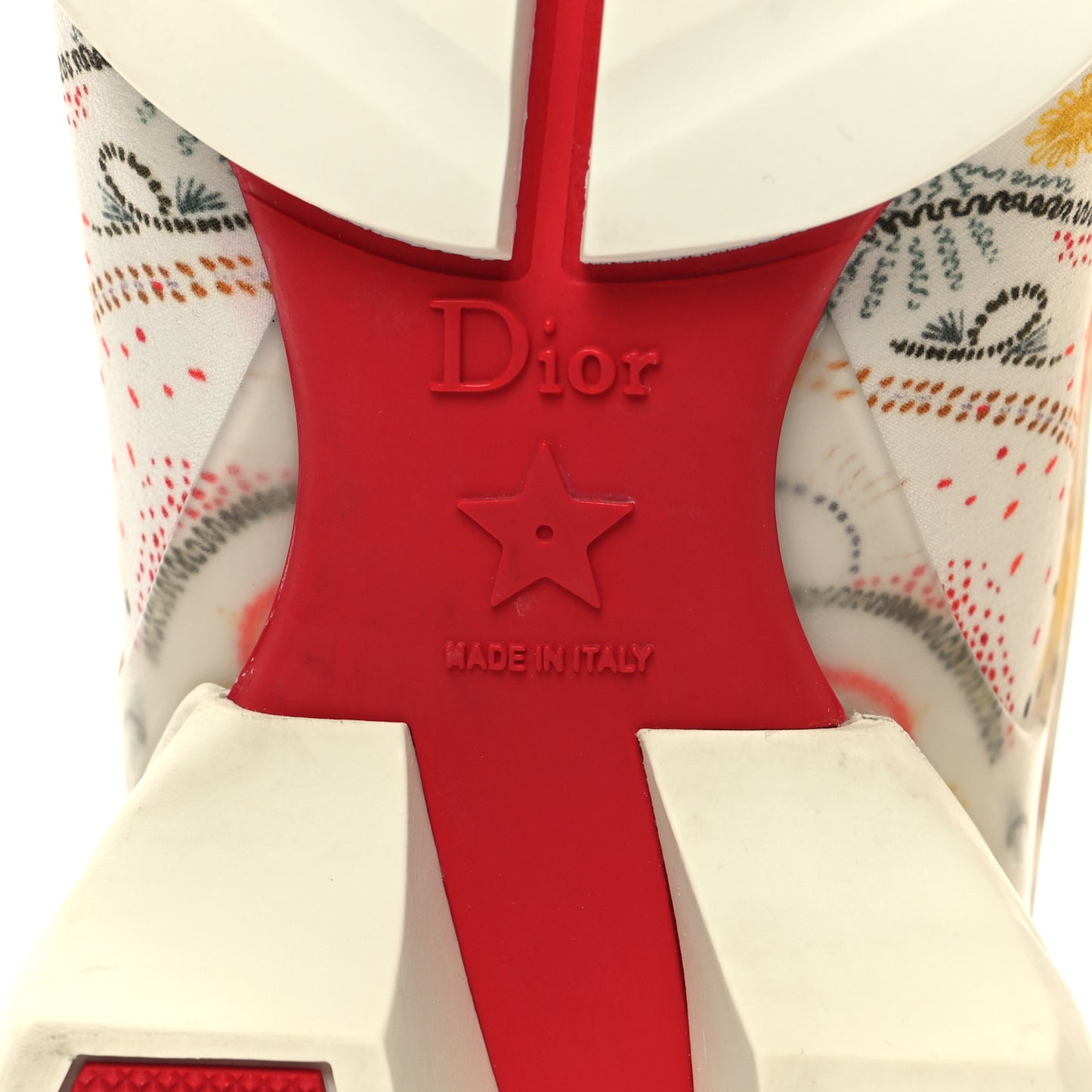 Neoprene Rubber Print Womens D-Connect Sneakers 39 White Red Multicolor