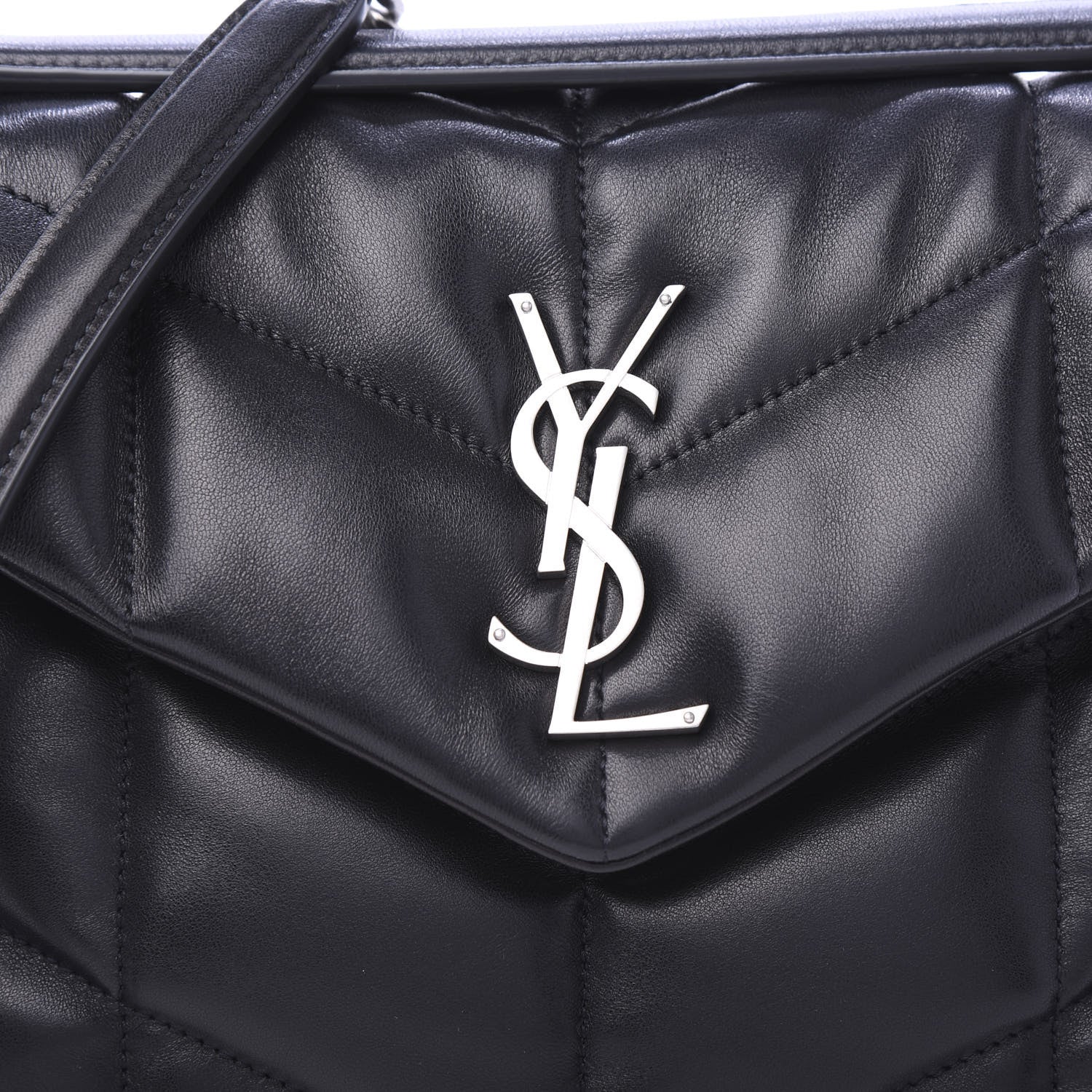 Saint Laurent Lambskin Quilted Small Loulou Puffer Monogram Chain Satchel Black 10 of 10