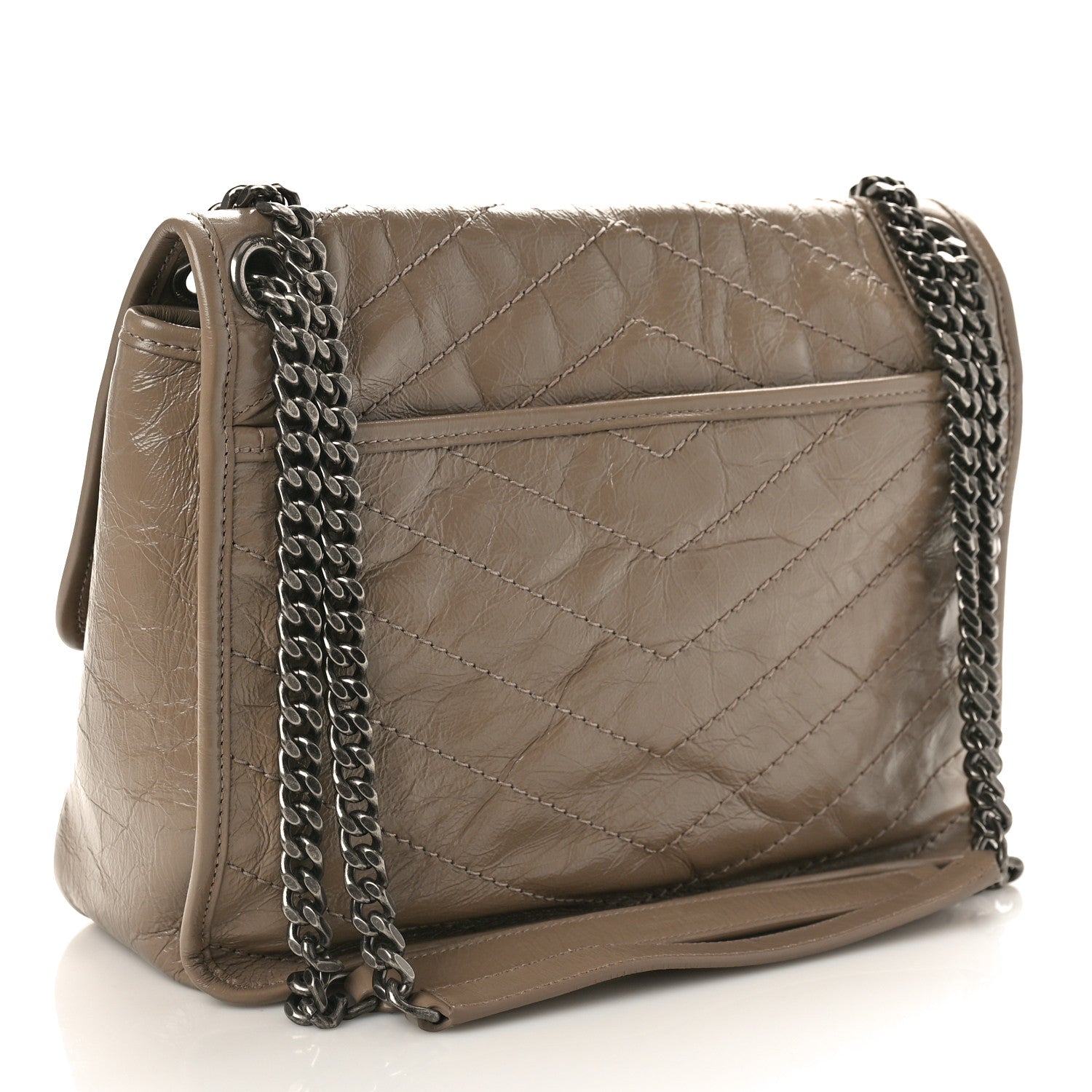 Saint Laurent Crinkled Calfskin Matelasse Monogram Medium Niki Chain Satchel Light Taupe 2 of 9