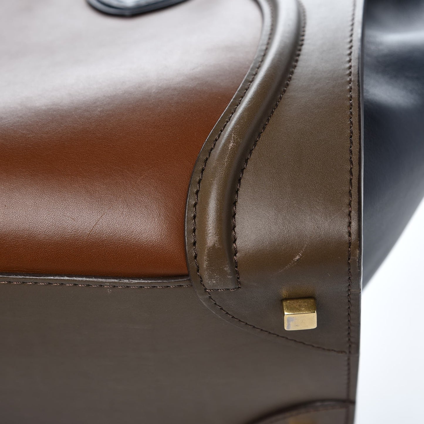 Satin Calfskin Mini Tri-Color Luggage Camel