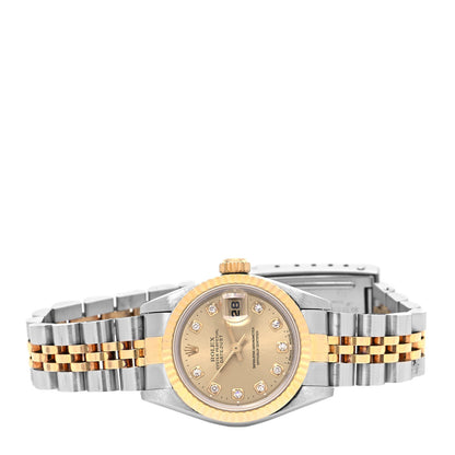 Rolex Stainless Steel 18K Yellow Gold Diamond 26mm Oyster Perpetual Datejust Watch Champagne 69173 2 of 4
