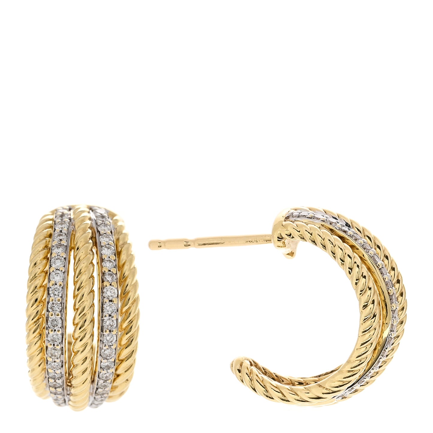 18K Yellow Gold Diamond Lantana Cable Earrings