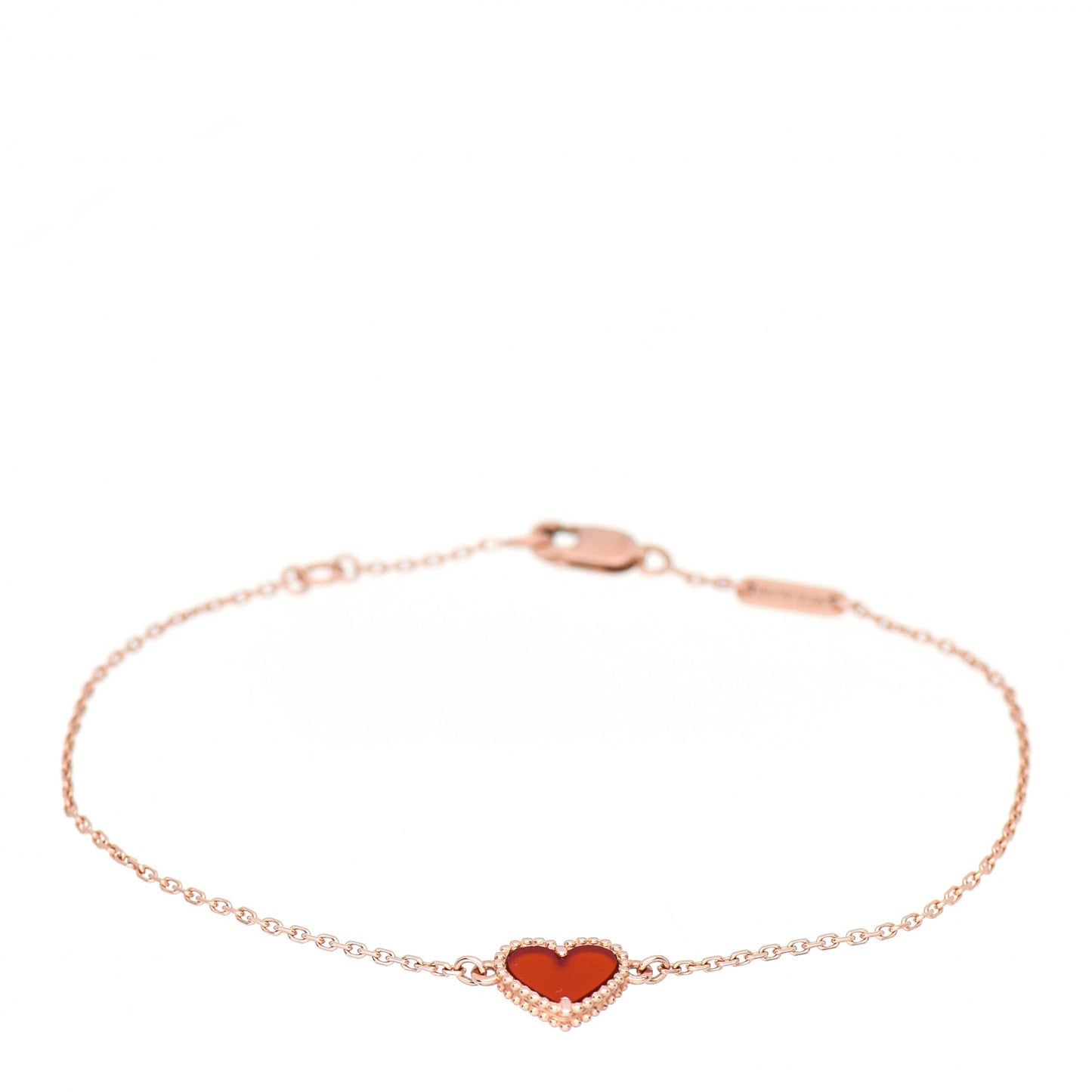 18K Rose Gold Carnelian Sweet Alhambra Heart Bracelet