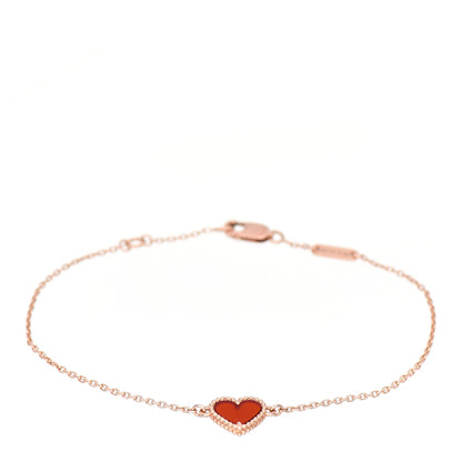 Van Cleef & Arpels 18K Rose Gold Carnelian Sweet Alhambra Heart Bracelet 1 of 4