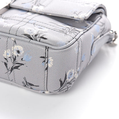 Prada Soft Saffiano Floral Print Sound Shoulder Bag Acciaio 9 of 9