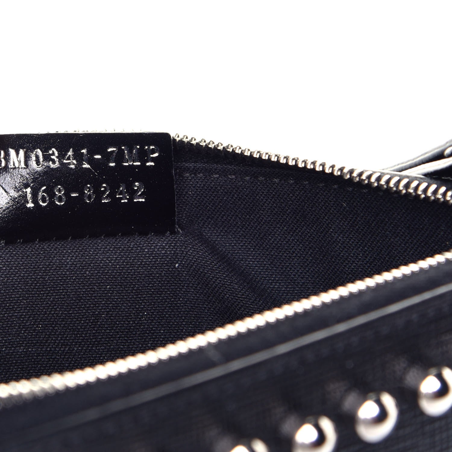 Fendi Vitello Elite Mink Fur Studded Karlito Zip Pouch Black 7 of 9