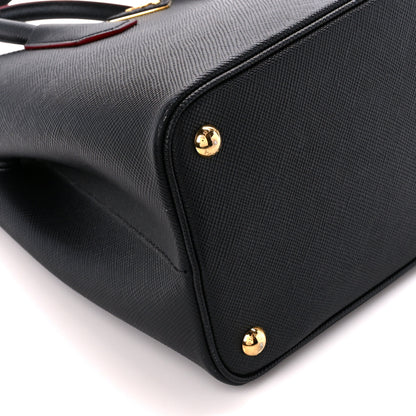 Prada Saffiano Cuir Small Double Bag Black Fuoco 11 of 12