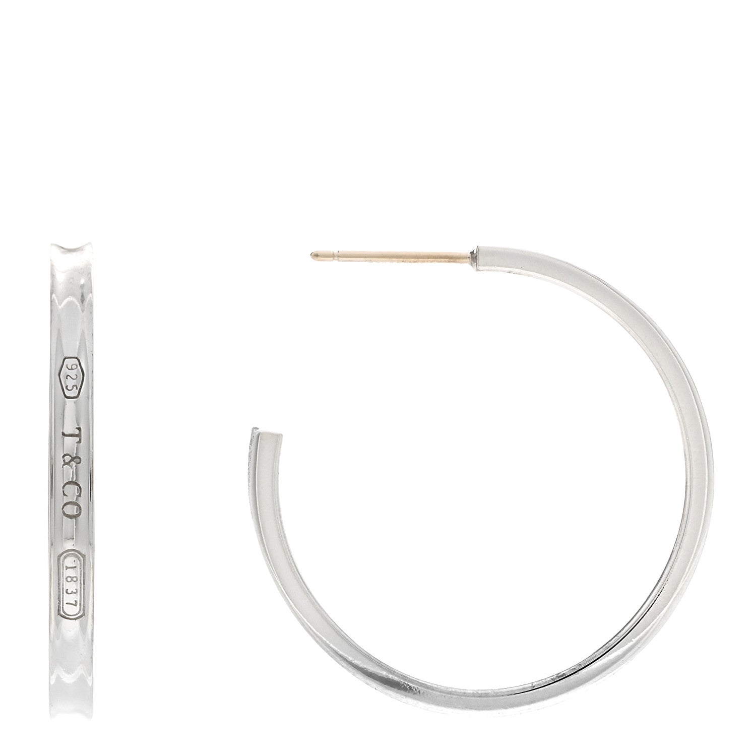 Tiffany Sterling Silver Medium Narrow 1837 Hoop Earrings 1 of 4