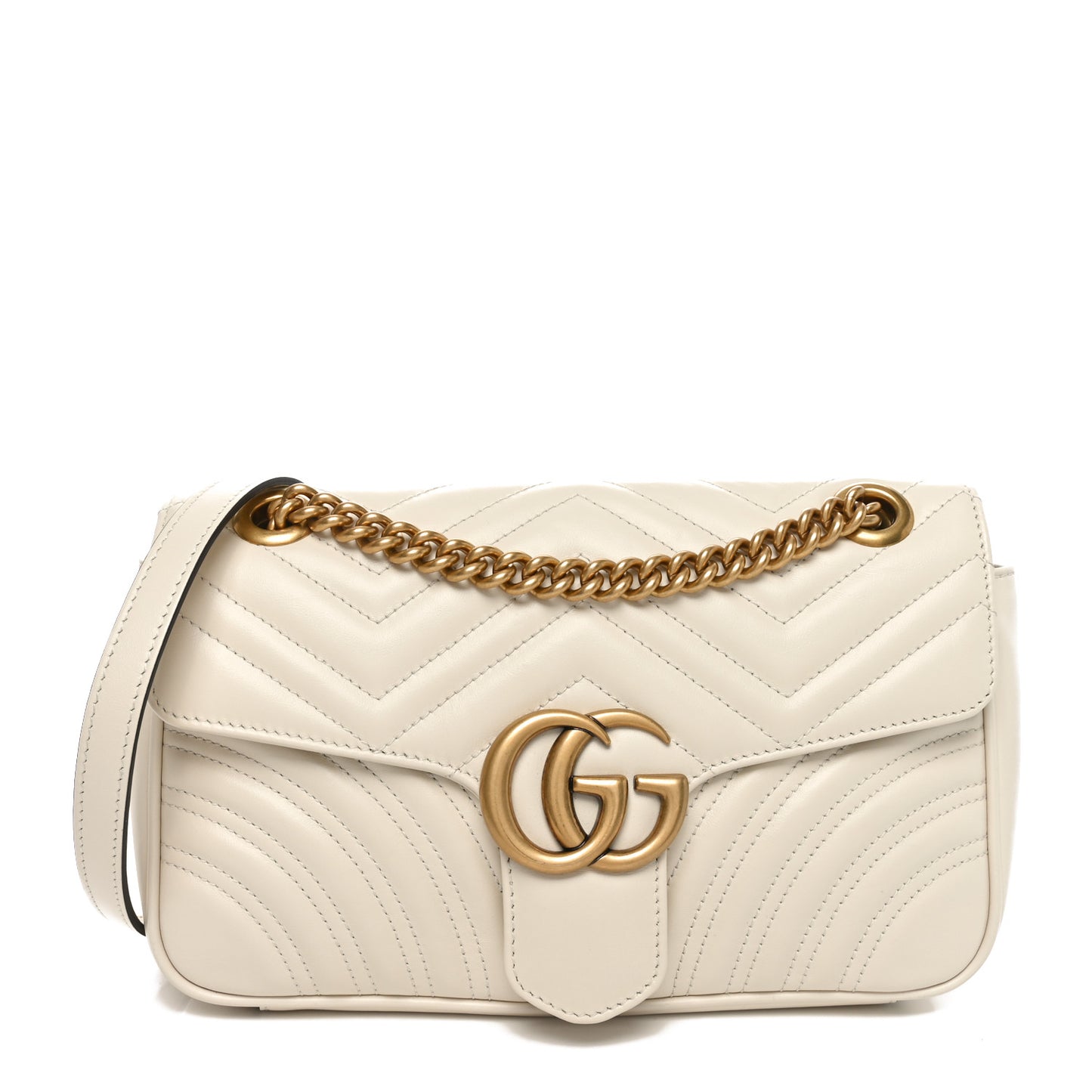 Calfskin Matelasse Small GG Marmont Shoulder Bag  White