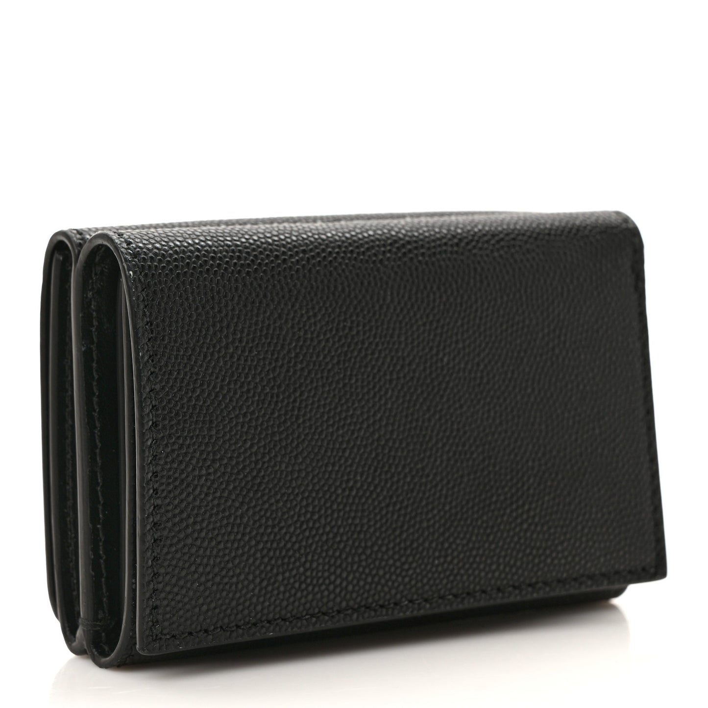 Grained Calfskin TB Compact Tri-Fold Wallet Black
