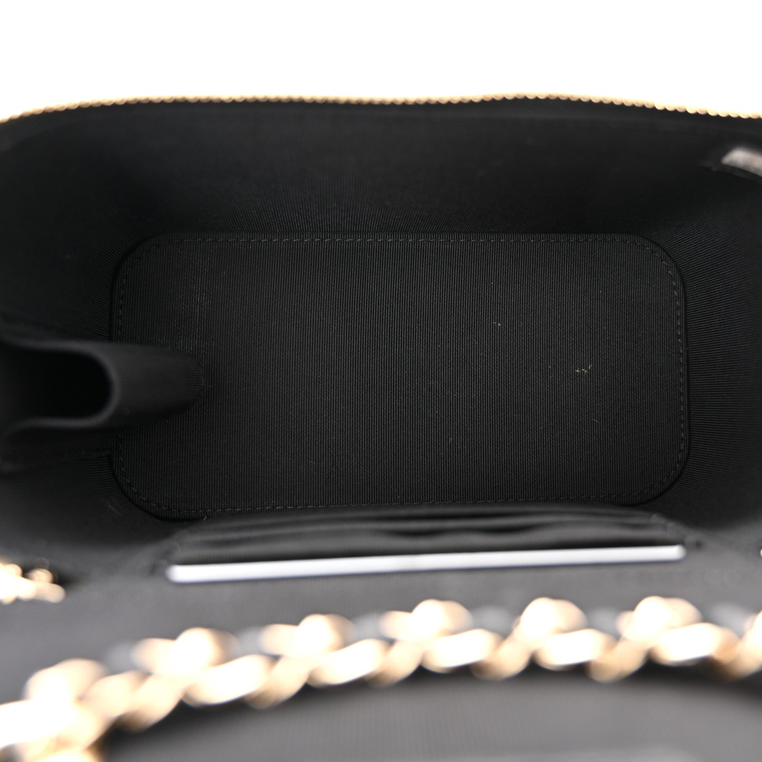 Chanel Lambskin Camellia Embossed Small Vanity Case With Chain Black 4 of 10
