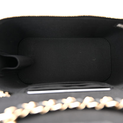 Chanel Lambskin Camellia Embossed Small Vanity Case With Chain Black 4 of 10