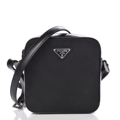 Prada Tessuto Nylon Glace Calfskin Crossbody Bag Black 1 of 11