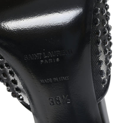 Saint Laurent Tulle Strass Gippy 110 Mule Sandals 38.5 Black 7 of 8