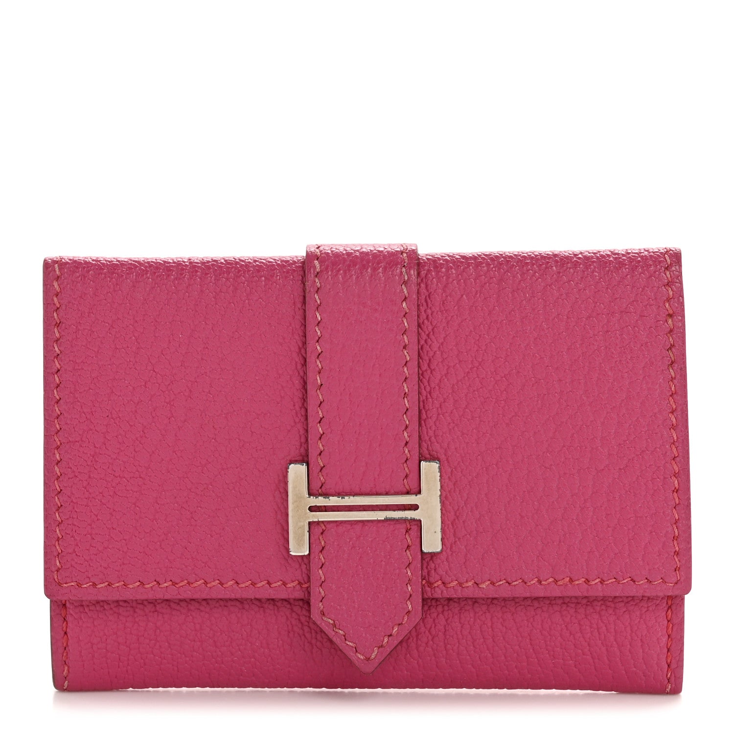 Hermes Chevre Mysore Bearn Card Case Wallet Rose Shocking 1770263