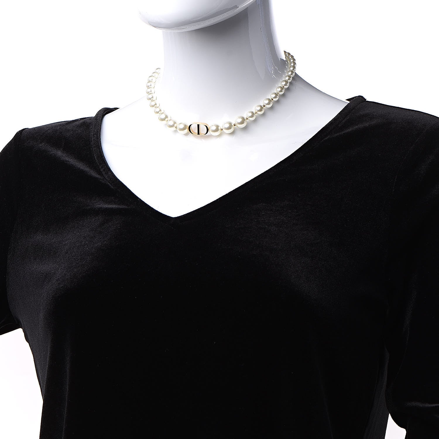 Christian Dior Metal Resin Bead 30 Montaigne Choker Necklace White Gold 2 of 4