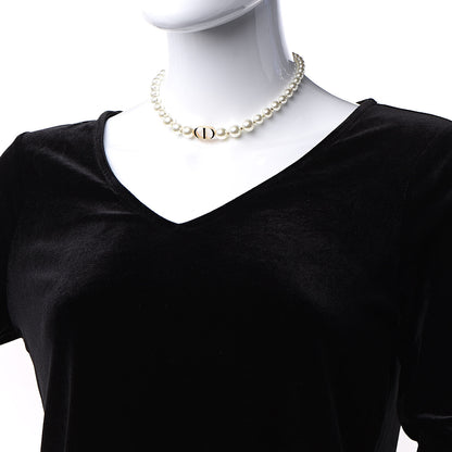 Christian Dior Metal Resin Bead 30 Montaigne Choker Necklace White Gold 2 of 4