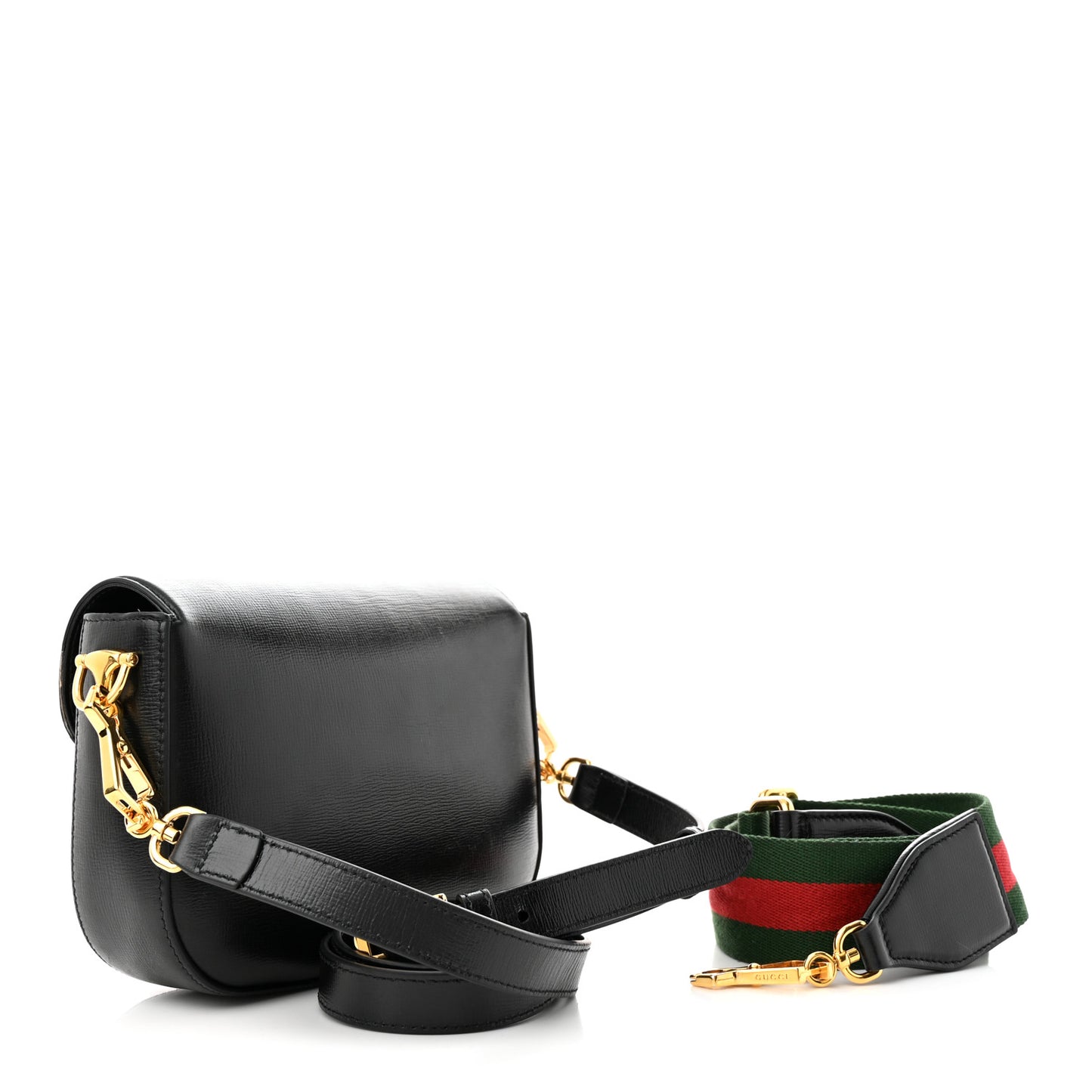 Azalea Calfskin Web Mini Horsebit 1955 Shoulder Bag Black