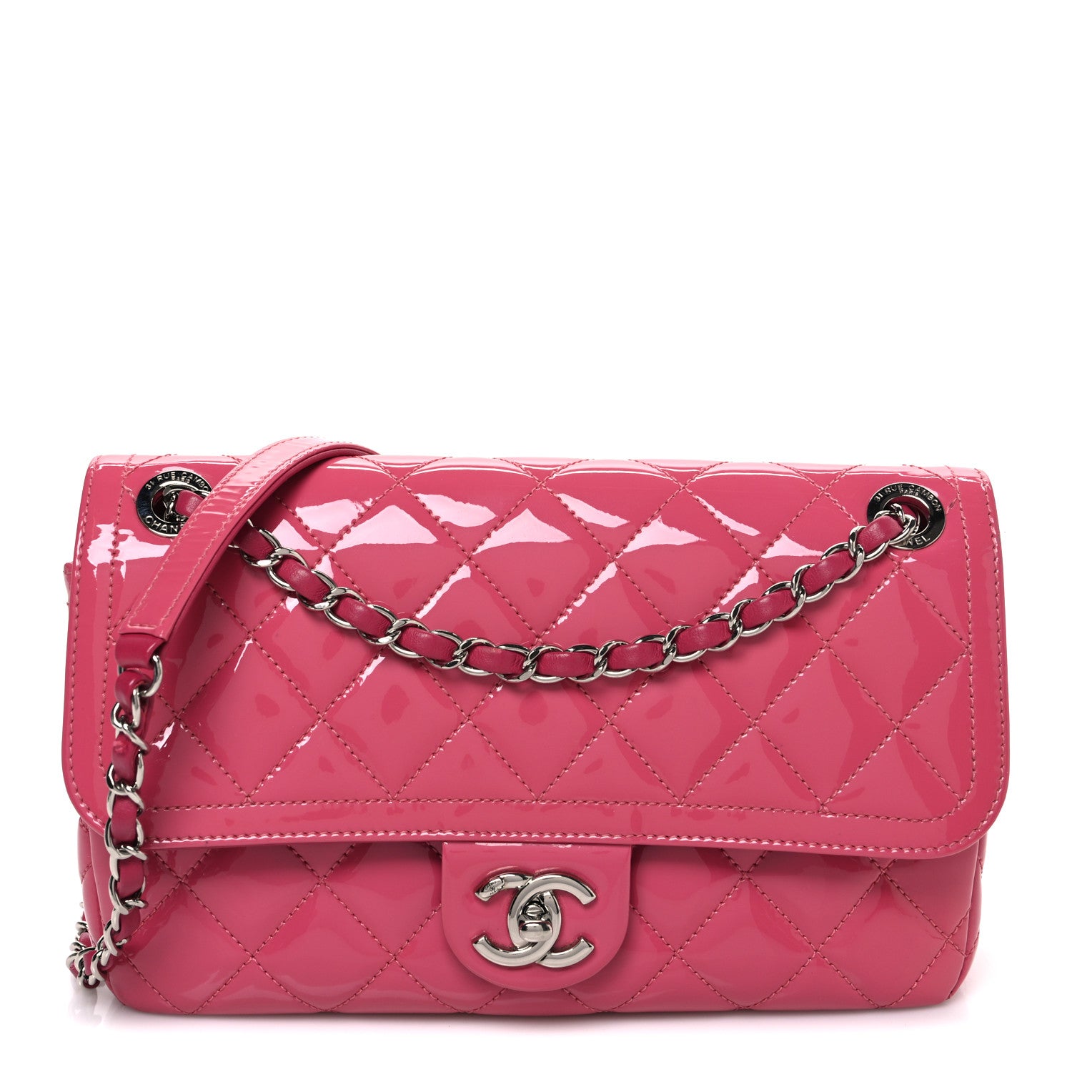 Chanel Patent Quilted Large Coco Shine Flap Pink 1 of 10