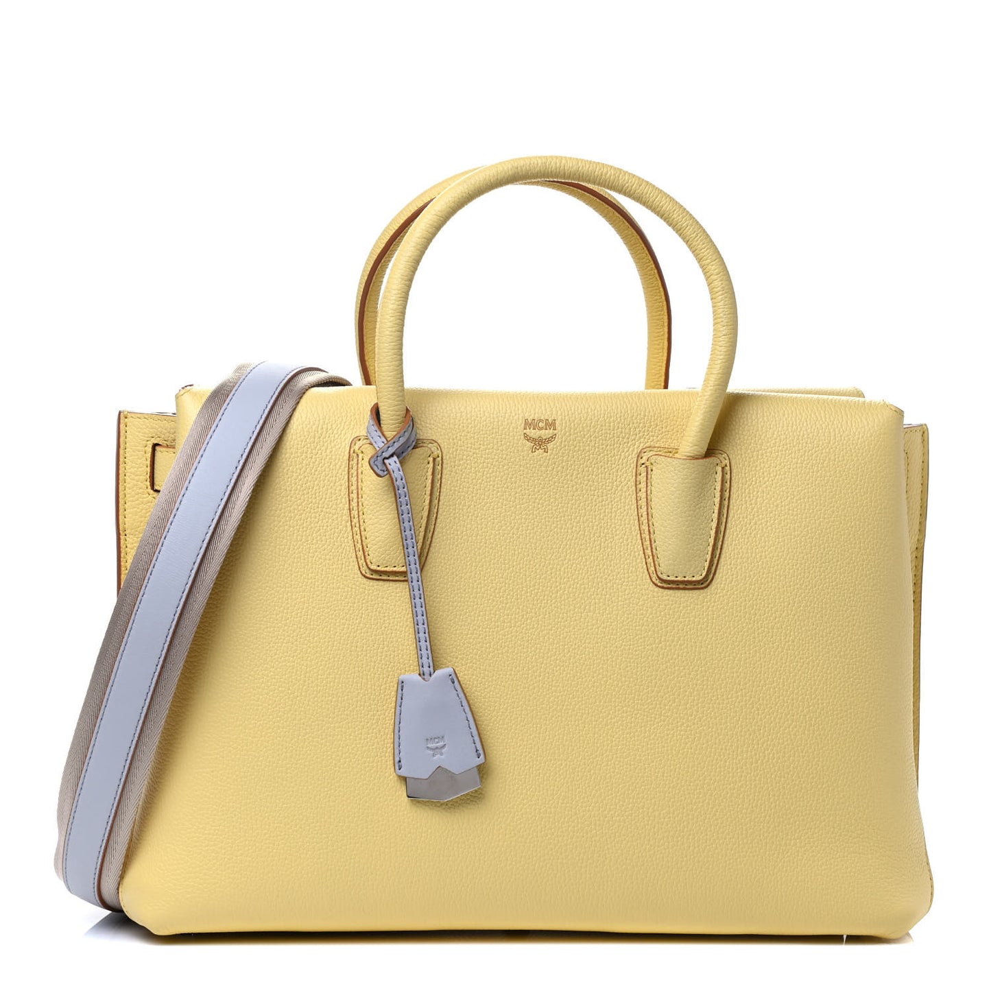 Grained Calfskin Medium Milla Tote Custard Yellow