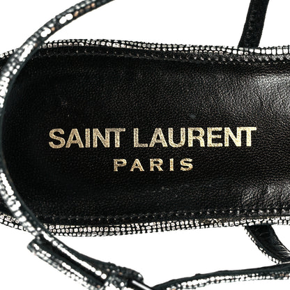 Saint Laurent Calfskin Cassandra Monogram Sandals 37.5 Argento 7 of 8