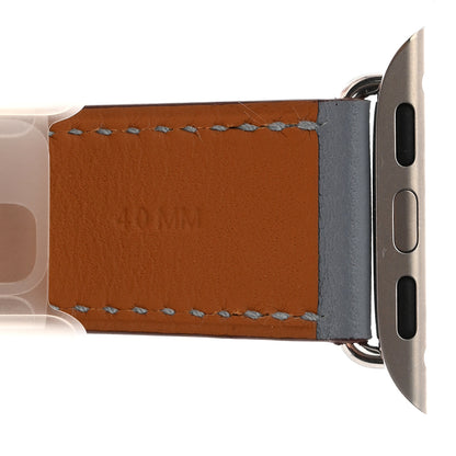 Hermes Swift 40mm Apple Watch Double Tour Band Bleu Lin Craie Bleu Du Nord 4 of 4
