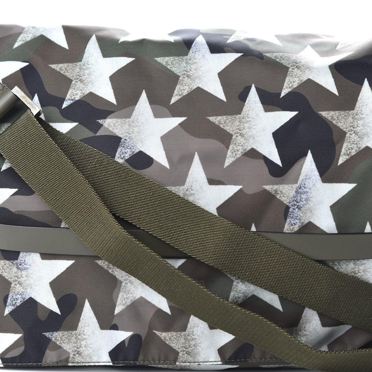 Nylon Printed Camustars Rockstud Messenger Bag Army Green White